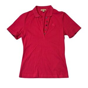 Burberry womens S Small pink solid pique mesh cotton polo shirt EUC